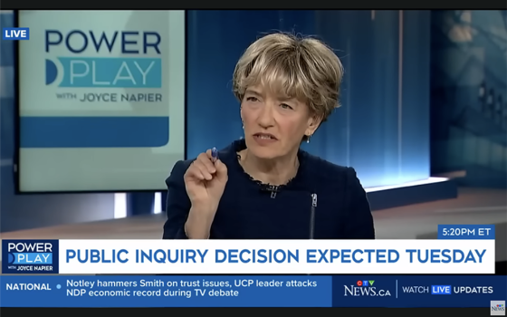 Canadian journalist Joyce Napier hosts "Power Play with Joyce Napier" on CTV News in May 2023. (NCR screenshot/YouTube/CTV News)