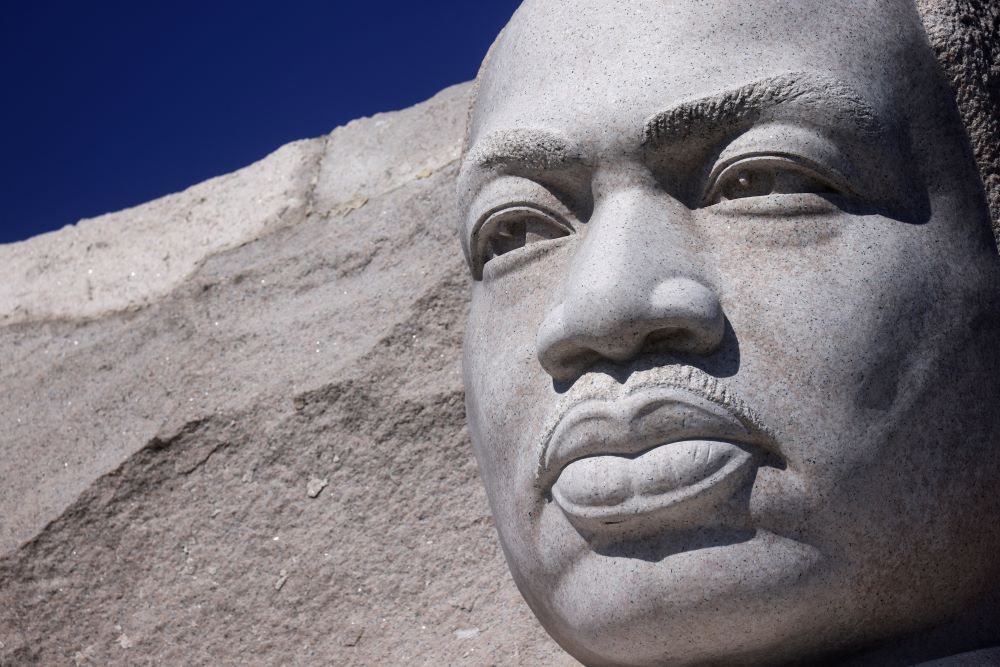 The Martin Luther King Jr. Memorial in Washington is seen Oct. 21, 2021, during an event to celebrate its 10th anniversary. 