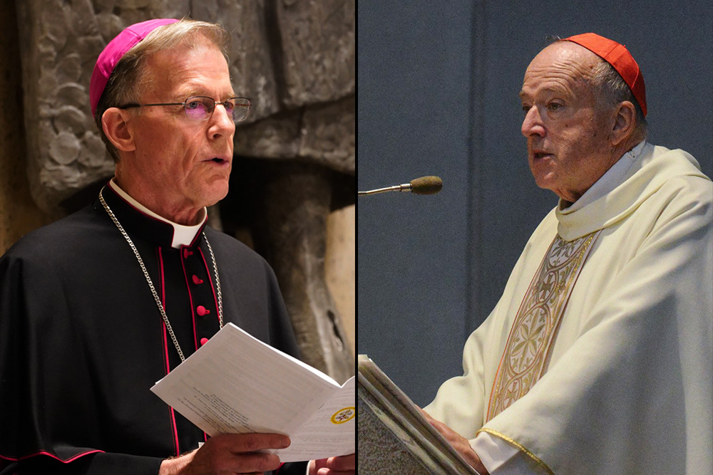 Left: Archbishop John Wester of Santa Fe, New Mexico (CNS/Gregory A. Shemitz); right: Cardinal Robert McElroy of San Diego (CNS/Chris Warde-Jones)
