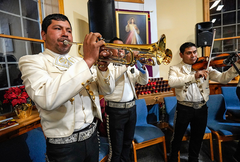 A mariachi band plays music during a Spanish-language Mass marking the feast of Our Lady of Guadalupe at Resurrection Church in Farmingville, New York, Dec. 12, 2021. (CNS/Gregory A. Shemitz)