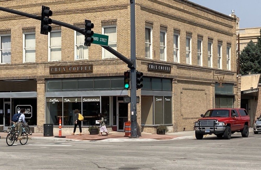 The corner of 3rd and Main streets in Lander, Wyoming, is increasingly dominated by Wyoming Catholic College enterprises.