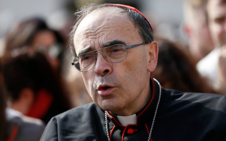 Cardinal Philippe Barbarin of Lyon, France, is pictured before the start of Pope Francis' general audience in St. Peter's Square at the Vatican April 26. (CNS photo/Paul Haring)