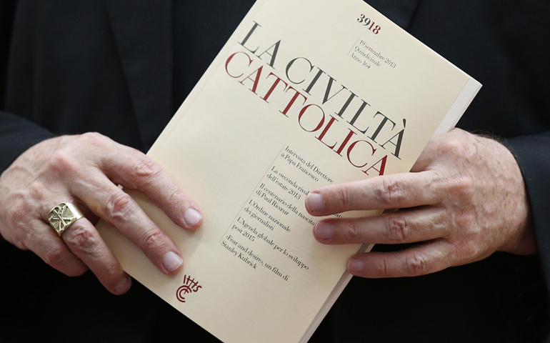 : An issue of the Italian journal La Civilta Cattolica is seen at the Vatican in this 2013 file photo. (CNS/Paul Haring)