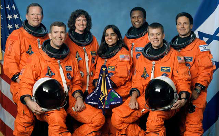 From left to right: David Brown, Rick Husband, Laurel Clark, Kalpana Chawla, Michael Anderson, William C. McCool, Ilan Ramon (NASA/JPL/Caltech)