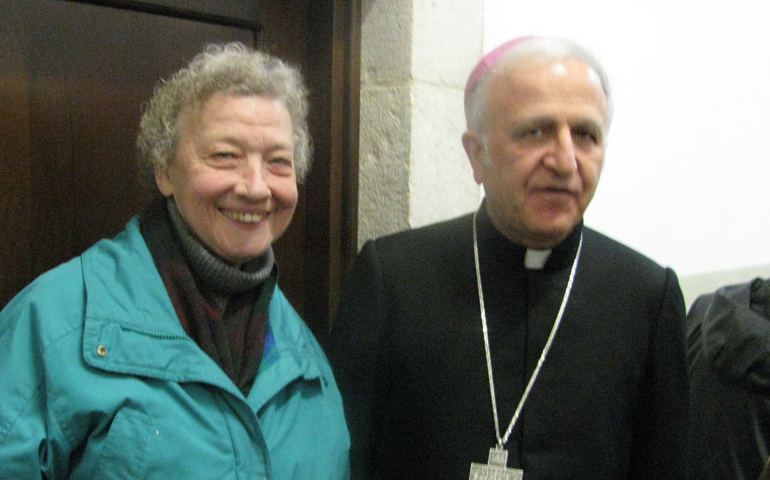 Mercy Sr. Mary Gomolka with Bishop William Shomali, auxiliary bishop of the Latin Patriarchate of Jerusalem