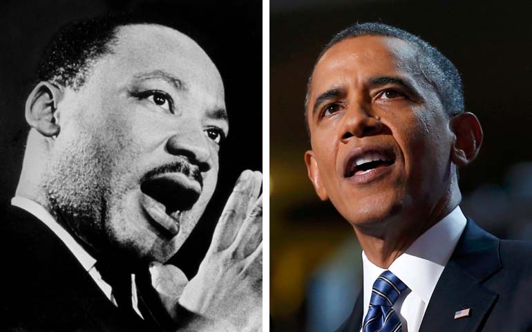Martin Luther King Jr., left, and President Barack Obama (CNS photos)