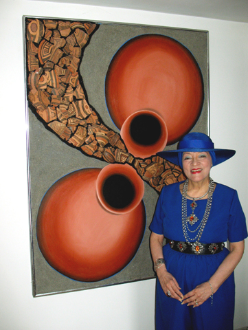 Sheila Lichacz in front of her painting "Isthmus of Panama" (John Lichacz)