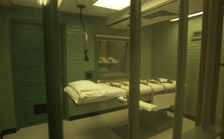Death chamber at the Texas State Penitentiary in Huntsville where capital convicts are executed by lethal injection. (RNS/Photo courtesy of Texas Department of Criminal Justice)
