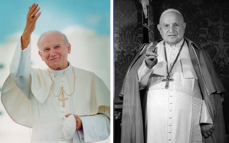 Popes John Paul II and John XXIII (CNS photos)