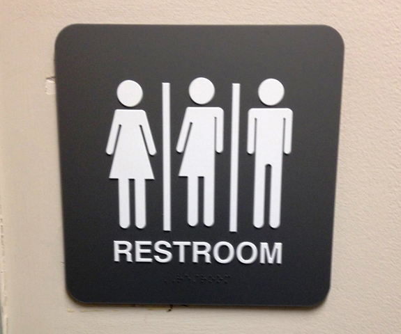 A sign on a restroom door at Salisbury University in Maryland. (Marshall Childs)