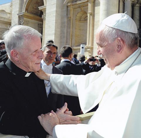 Fr. Michael Ryan meets Pope Francis at the Vatican in 2016. (Courtesy of St. James Cathedral, Seattle)
