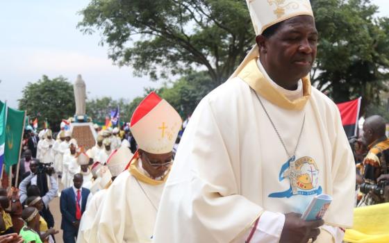 Prelates process into St. Mary's Cathedral in Kampala, Uganda, July 21, 2019, for the opening Mass of a weeklong meeting of the Symposium of Episcopal Conferences of Africa and Madagascar, known as SECAM.