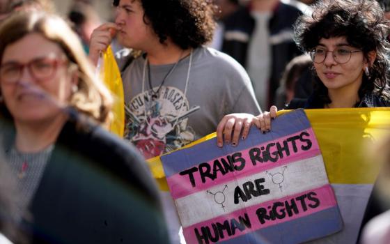 Demonstrators in Lisbon, Portugal, take part in a march to celebrate International Transgender Day of Visibility March 31.