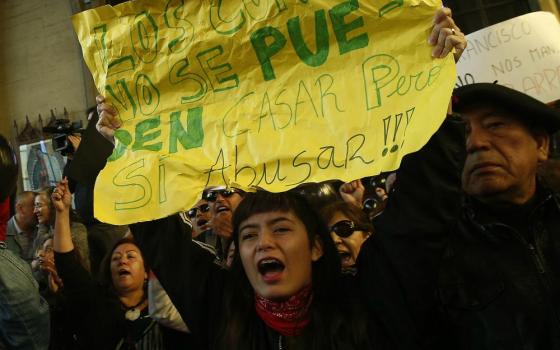 Demonstrators in Chile protest against Bishop Juan Barros