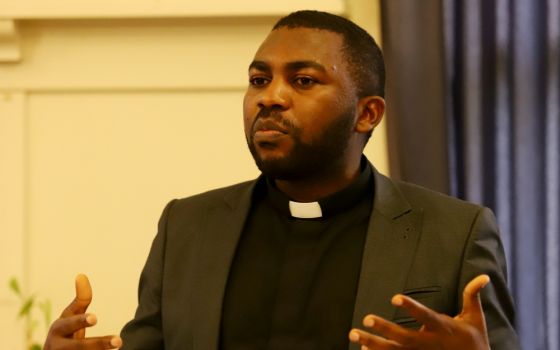 Via Christi Society Fr. Raymond Dzungwenen Tyohemba addresses participants in a June 29 discussion of Christian persecution in Nigeria held at San Francisco's Sts. Peter and Paul Parish.