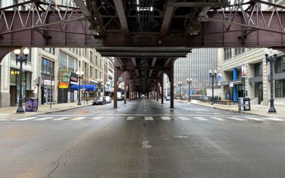 Empty streets in downtown Chicago on March 23 during the coronavirus pandemic (Wikimedia Commons/Raed Mansour)