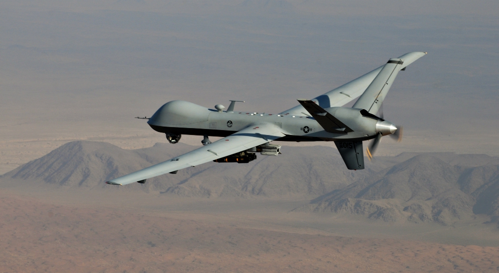 An armed MQ-9 Reaper drone flies a combat mission over southern Afghanistan. (U.S. Air Force Photo/Lt. Col. Leslie Pratt) An armed MQ-9 Reaper drone flies a combat mission over southern Afghanistan. (U.S. Air Force Photo/Lt. Col. Leslie Pratt)