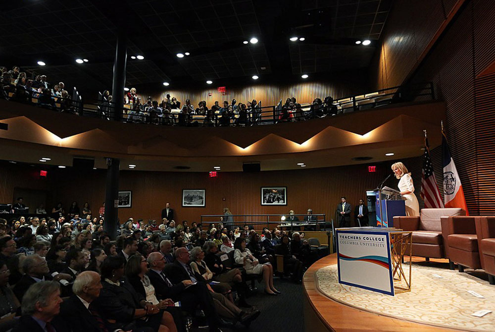 Jill Biden speaks Nov. 17, 2016, at Teachers College, Columbia University in New York (Wikimedia Commons/The White house)