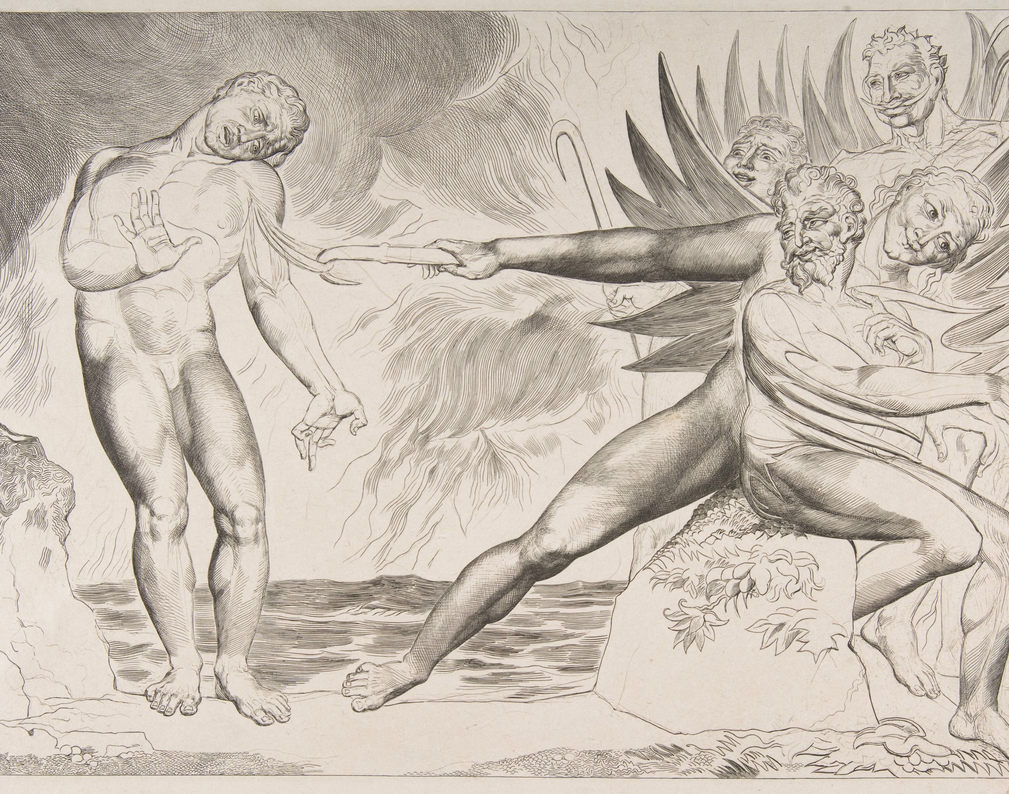 "The Circle of Corrupt Officials: The Devils Tormenting Ciampolo," engraving by William Blake, ca. 1825–27 (Metropolitan Museum of Art/Rogers Fund, 1917)
