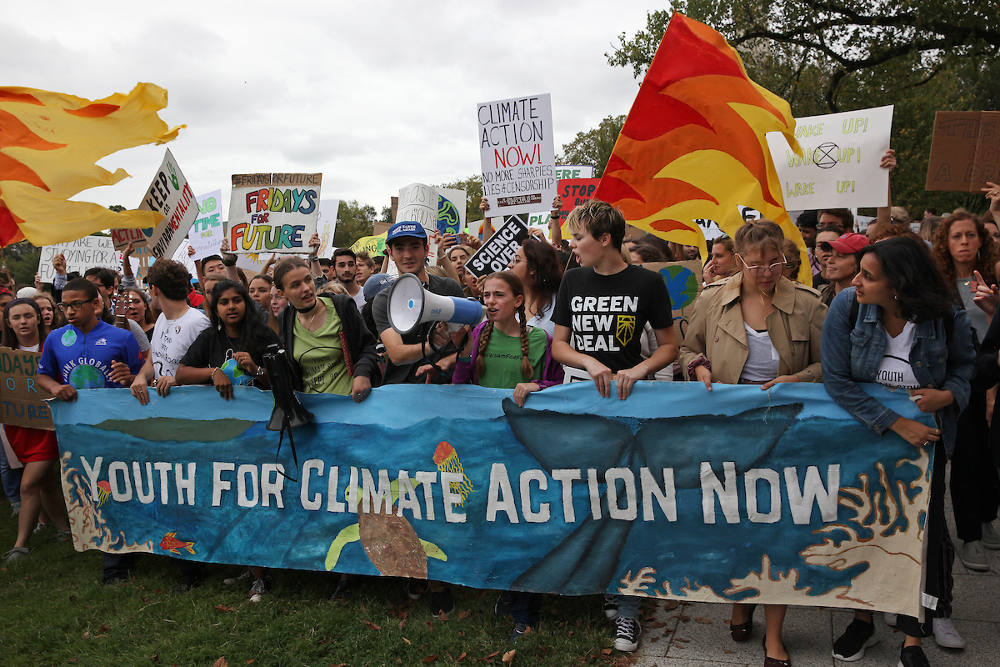 Hundreds of students and young people and their supporters rallied on the Ellipse behind the White House Sept. 13 in a Friday Student Climate Strike protest. What has been a small weekly protest grew exponentially in size as Swedish climate activist Greta