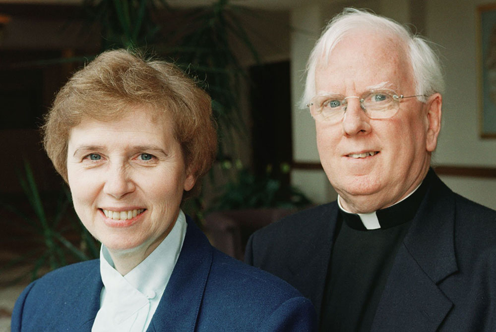 The Vatican in 1999 barred Sr. Jeannine Gramick and Fr. Robert Nugent from ministry involving homosexual people. The two had been involved in gay ministry in the United States for more than 30 years. (CNS/Nancy Wiechec) 