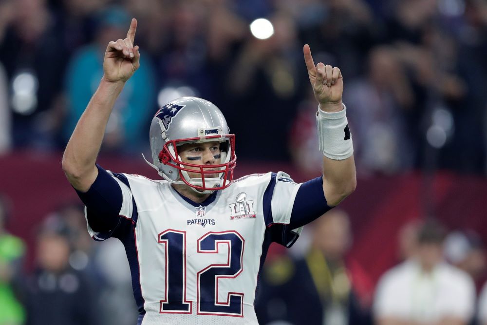 New England Patriots' Tom Brady reacts during the second half of the 2017 Super Bowl football game between the Patriots and the Atlanta Falcons in this file photo. (AP/Darron Cummings)