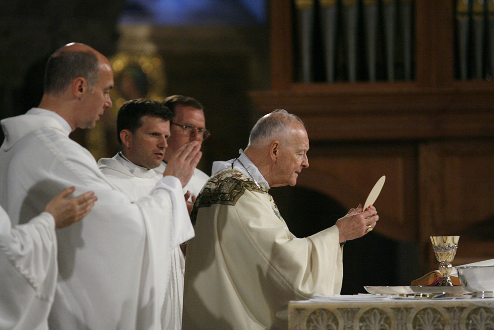 Then-Cardinal Theodore McCarrick, retired archbishop of Washington, celebrates a Mass marking the start of the Year for Priests June 19, 2009, at the Basilica of the National Shrine of the Immaculate Conception in Washington. (CNS/Nancy Wiechec) Then-Cardinal Theodore McCarrick, retired archbishop of Washington, celebrates a Mass marking the start of the Year for Priests June 19, 2009, at the Basilica of the National Shrine of the Immaculate Conception in Washington. (CNS/Nancy Wiechec)