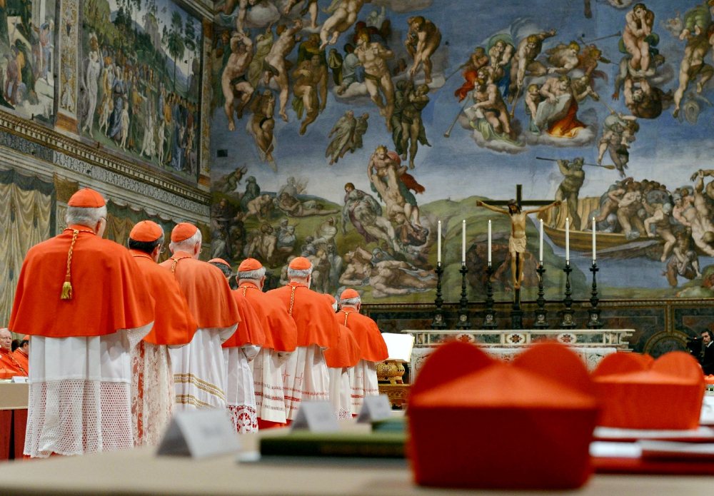 Cardinals from around the world are seen in the Vatican's Sistine Chapel March 12, 2013, as they begin the conclave to elect a successor to Pope Benedict XVI. (CNS/L'Osservatore Romano via Reuters)