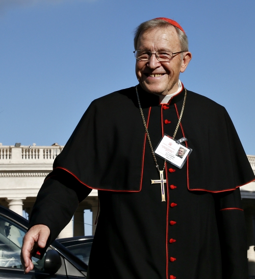 Cardinal Walter Kasper arrives for the concluding session of the extraordinary Synod of Bishops on the family at the Vatican Oct. 18, 2014. (CNS/Paul Haring)