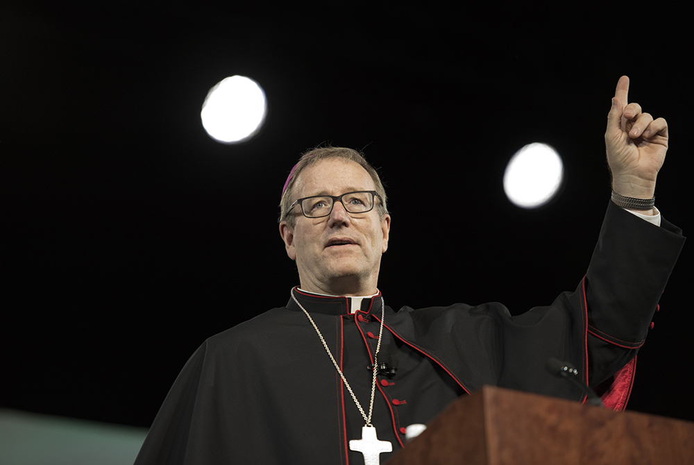 Los Angeles Auxiliary Bishop Robert Barron addresses the 2015 World Meeting of Families in Philadelphia Sept. 22, 2015. (CNS/Jeffrey Bruno)