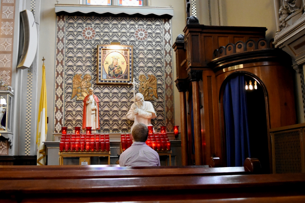 A man waits to go to confession at Old St. Mary's Church in Detroit in 2016. (CNS/The Michigan Catholic/Mike Stechschulte) A man waits to go to confession at Old St. Mary's Church in Detroit in 2016. (CNS/The Michigan Catholic/Mike Stechschulte)