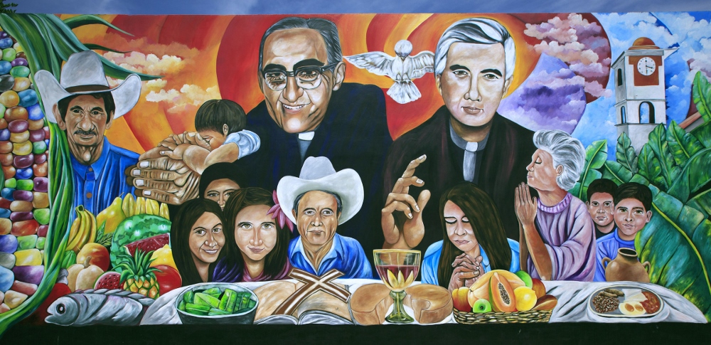 A mural of Archbishop Óscar Romero and Jesuit Fr. Rutilio Grande is seen in El Paisnal, El Salvador, in 2016. (CNS/Octavio Duran) A mural of Archbishop Óscar Romero and Jesuit Fr. Rutilio Grande is seen in El Paisnal, El Salvador, in 2016. (CNS/Octavio Duran)