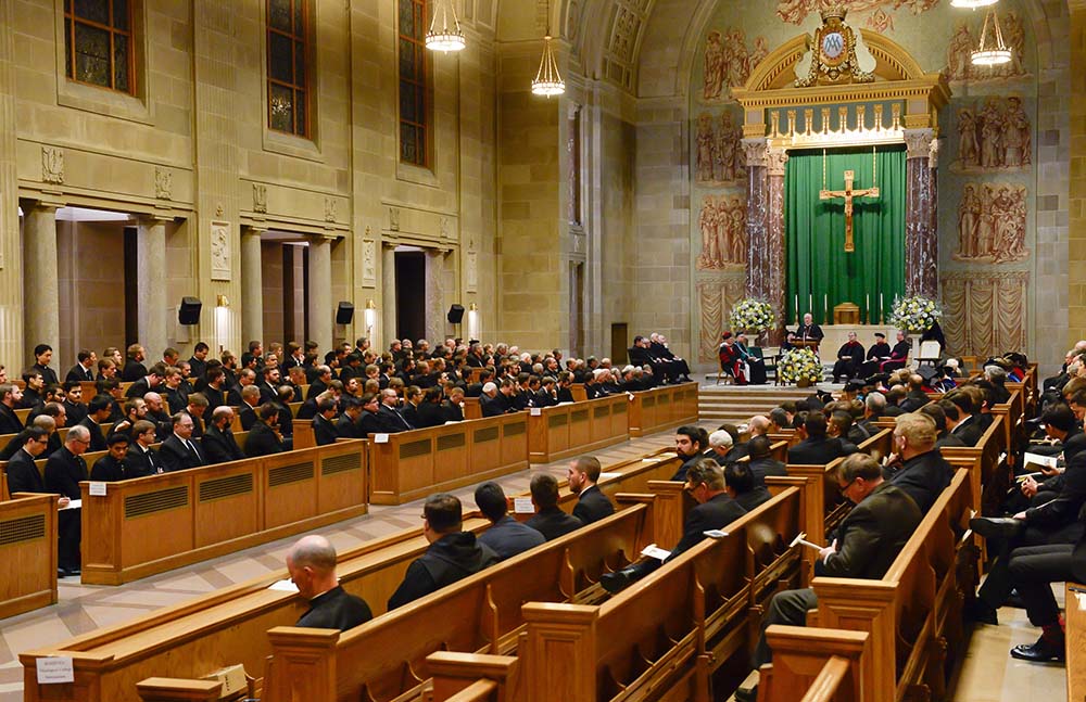 Cardinal Marc Ouellet speaks at St. Mary's Seminary & University in Roland Park, Maryland, in 2016. (CNS/Courtesy of Will Kirk)