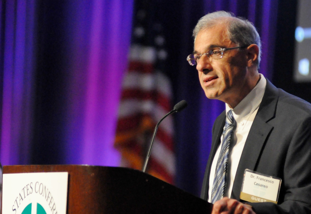 Francesco Cesareo, chairman of the National Review Board, speaks June 14, 2017, during the opening session of the U.S. Conference of Catholic Bishops' annual spring assembly in Indianapolis. (CNS/The Criterion/Sean Gallagher) Francesco Cesareo, chairman of the National Review Board, speaks June 14, 2017, during the opening session of the U.S. Conference of Catholic Bishops' annual spring assembly in Indianapolis. (CNS/The Criterion/Sean Gallagher)