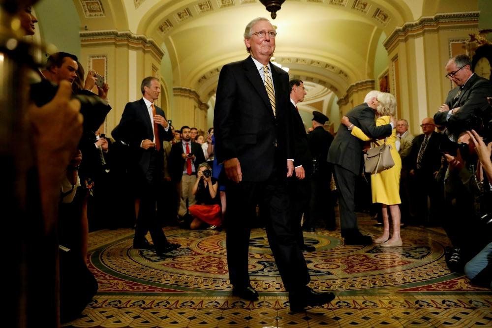 Senate Majority Leader Mitch McConnell, R-Ky., on Capitol Hill in Washington July 25