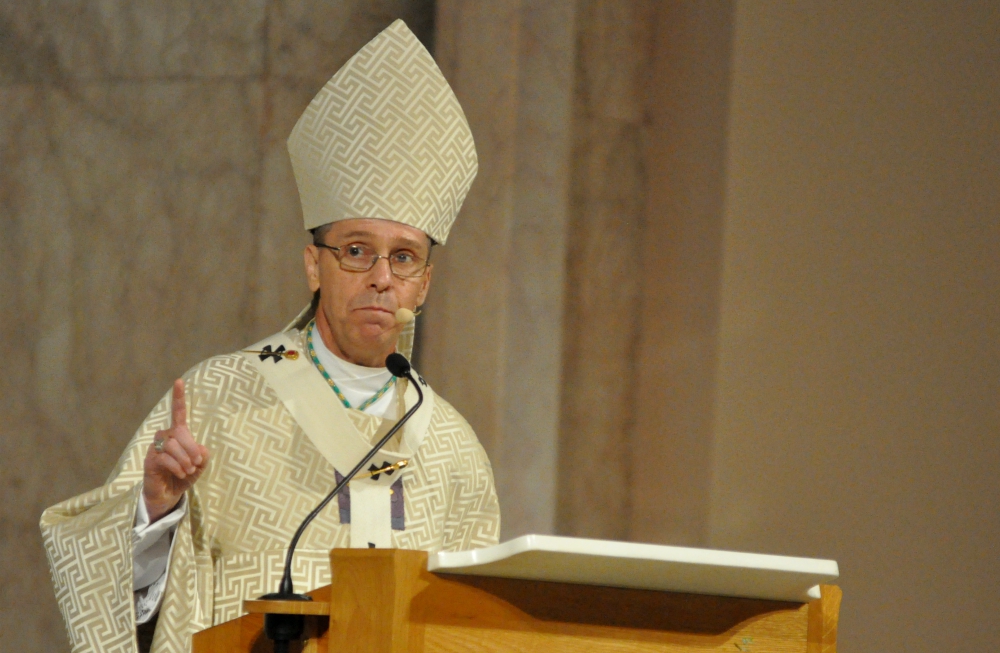 Archbishop Charles Thompson delivers a homily at Sts. Peter and Paul Cathedral in Indianapolis last year. (CNS/The Criterion/Sean Gallagher) Archbishop Charles Thompson delivers a homily at Sts. Peter and Paul Cathedral in Indianapolis last year. (CNS/The Criterion/Sean Gallagher)