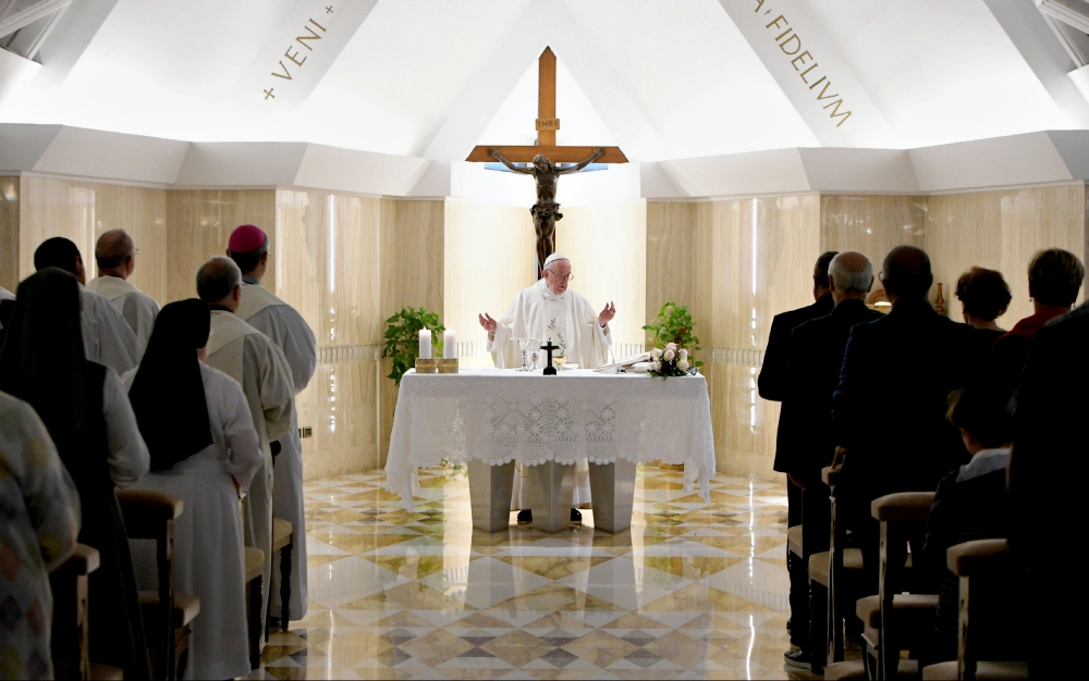 Pope Francis celebrates Mass Sept. 18 in the chapel of Casa Santa Marta at the Vatican. (CNS/L'Osservatore Romano) Pope Francis celebrates Mass Sept. 18 in the chapel of Casa Santa Marta at the Vatican. (CNS/L'Osservatore Romano)