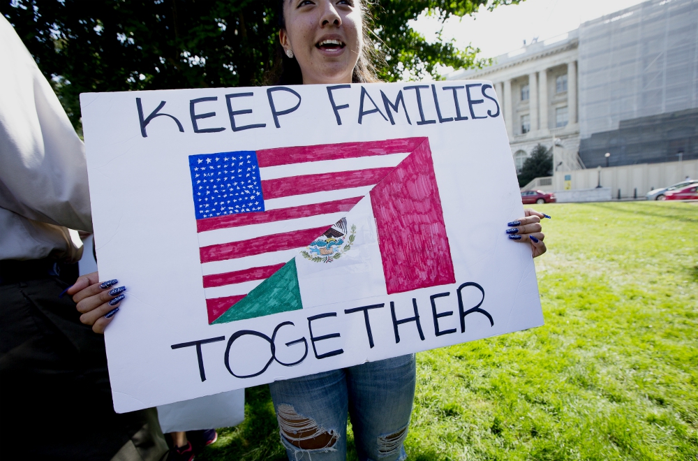 A participant at an immigration rally is seen near the U.S. Capitol in Washington Sept. 26, 2017. (CNS/Tyler Orsburn)