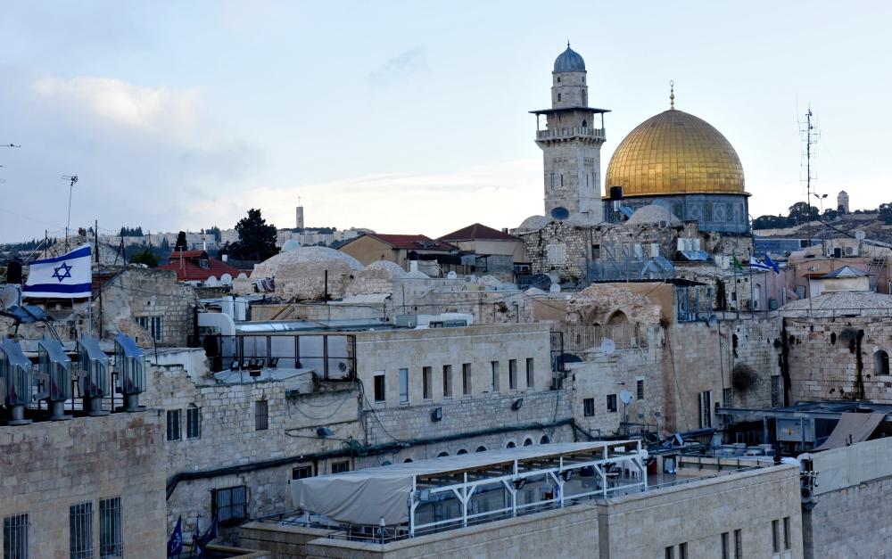 The gold-covered Dome of the Rock at the Temple Mount complex is seen in this overview of Jerusalem's Old City Dec. 6. (CNS/Debbie Hill)