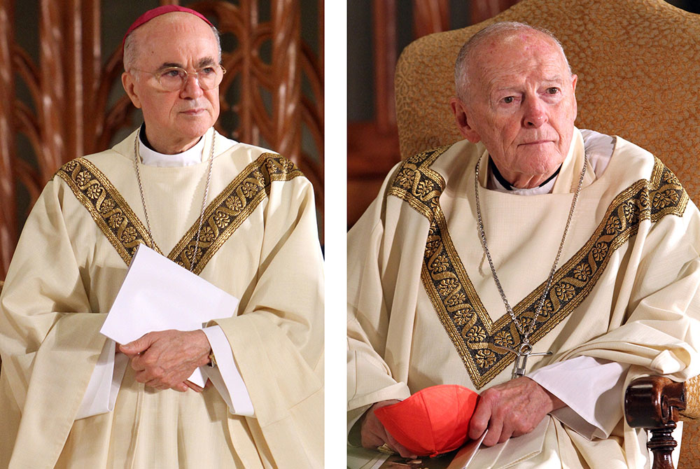 Archbishop Carlo Maria Vigano, then nuncio to the United States, and then-Cardinal Theodore McCarrick of Washington, are seen in a 2014 combination photo. (CNS/Gregory A. Shemitz) Archbishop Carlo Maria Vigano, then nuncio to the United States, and then-Cardinal Theodore McCarrick of Washington, are seen in a 2014 combination photo. (CNS/Gregory A. Shemitz)