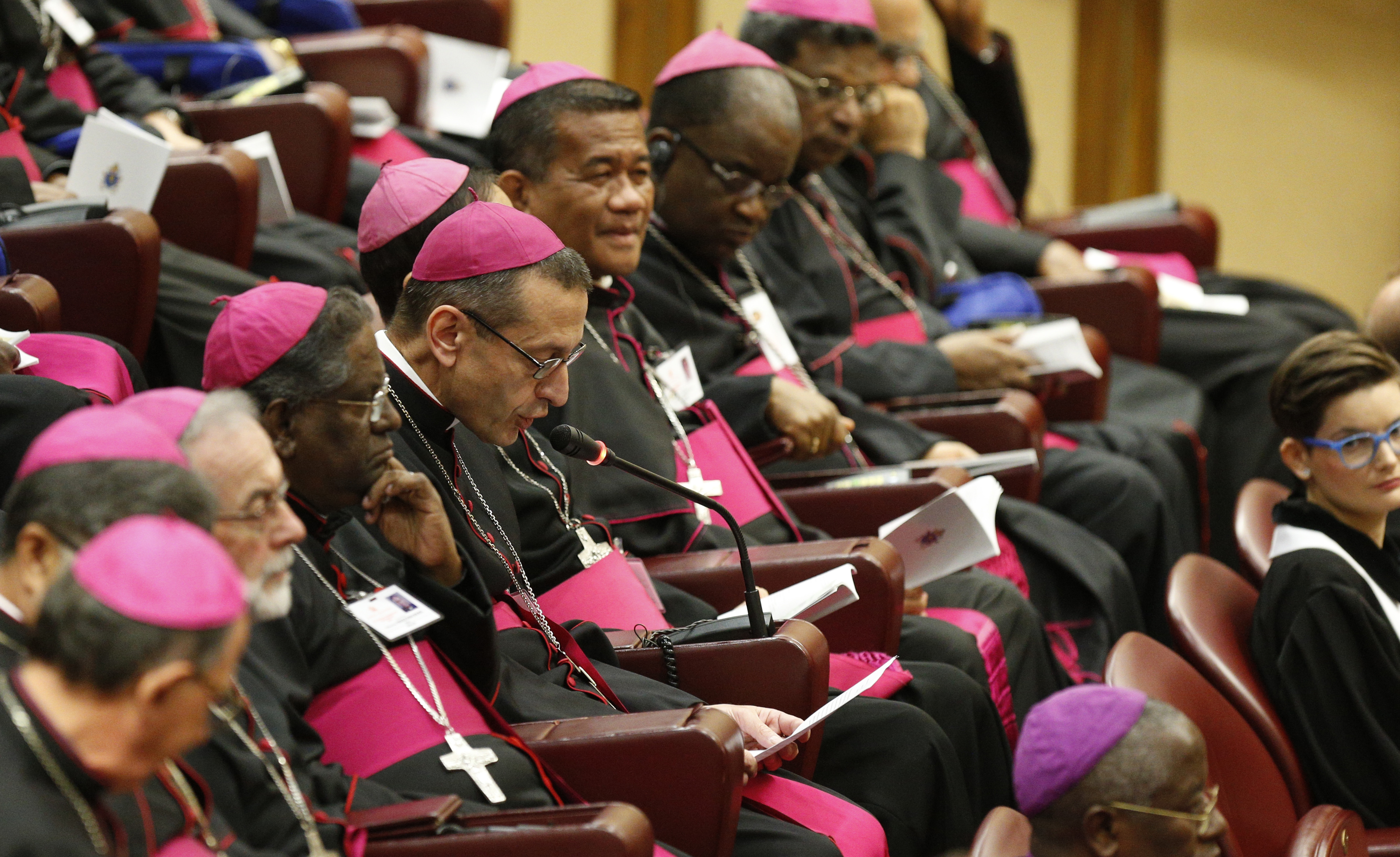 Bishop Frank J. Caggiano of Bridgeport, Conn., gives the homily during prayer at the start of a session of the Synod of Bishops on young people, the faith and vocational discernment at the Vatican Oct. 18. (CNS/Paul Haring) Bishop Frank J. Caggiano of Bridgeport, Conn., gives the homily during prayer at the start of a session of the Synod of Bishops on young people, the faith and vocational discernment at the Vatican Oct. 18. (CNS/Paul Haring)