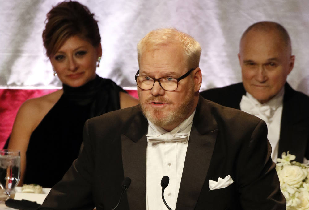 Comedian Jim Gaffigan serves as the master of ceremonies during the New York Archdiocese's 2018 Al Smith Memorial Foundation Dinner. (CNS/Gregory A. Shemitz)