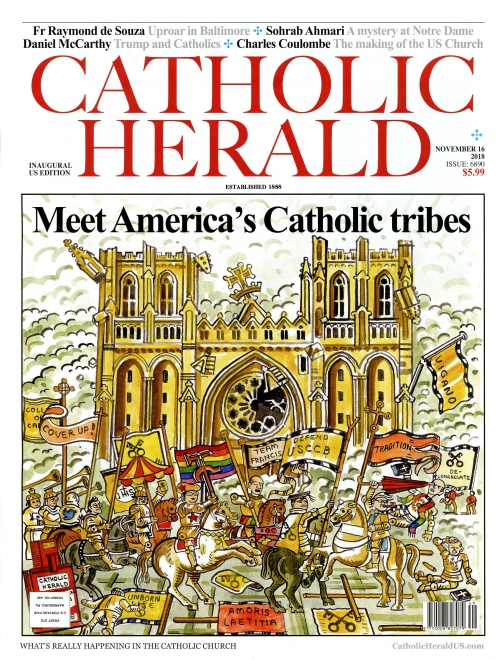 The cover of the inaugural U.S. edition of the Catholic Herald magazine, launched in November 2018 by the 130-year-old British publication (CNS/Courtesy of Catholic Herald)