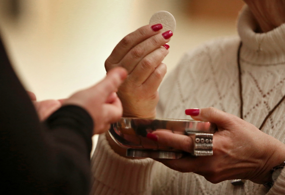 A eucharistic minister distributes Communion Jan. 3 at St. Mother Theodore Guerin Parish in Elmwood Park, Illinois. (CNS/Chicago Catholic/Karen Callaway)