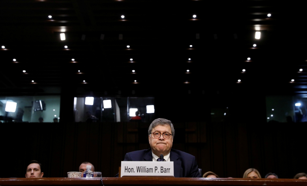 William Barr, nominated for U.S. attorney general, testifies before the U.S. Senate Judiciary Committee during his confirmation hearing Jan. 15, 2019, in Washington. (CNS/Reuters/Kevin Lamarque) William Barr, nominated for U.S. attorney general, testifies before the U.S. Senate Judiciary Committee during his confirmation hearing Jan. 15, 2019, in Washington. (CNS/Reuters/Kevin Lamarque)