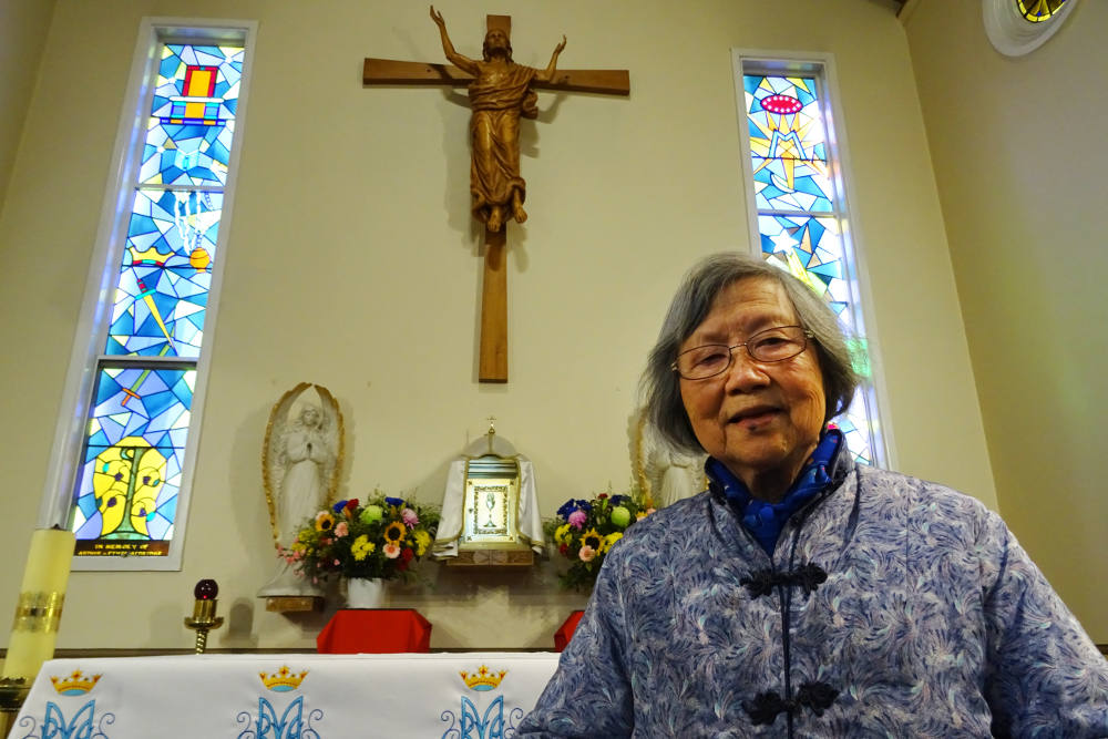 Teresa Liu poses June 15, 2019, at St. Michael Church in Hurstville in southern Sydney, Australia. Liu was imprisoned in China for 20 years because she was a member of Catholic lay organization, the Legion of Mary. (CNS photo/Catherine Sheehan)