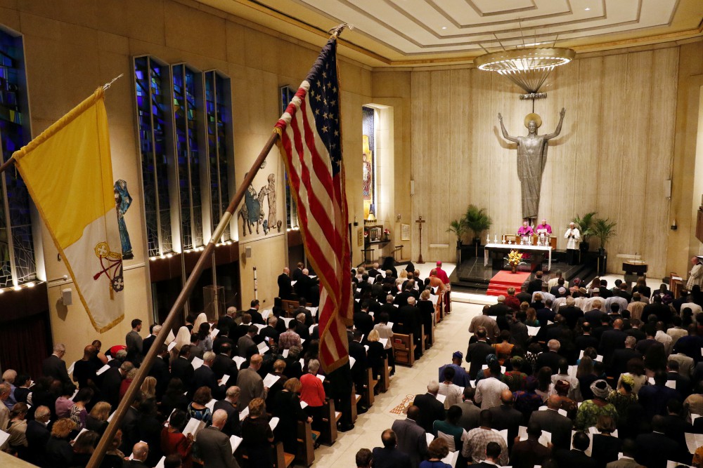 A prayer service was held Sept. 16, 2019, at Holy Family Church in New York City, hosted by the Vatican's Permanent Observer Mission to the U.N. on the eve of the opening of the 74th session of the U.N. General Assembly. (CNS/Gregory A. Shemitz) A prayer service was held Sept. 16, 2019, at Holy Family Church in New York City, hosted by the Vatican's Permanent Observer Mission to the U.N. on the eve of the opening of the 74th session of the U.N. General Assembly. (CNS/Gregory A. Shemitz)