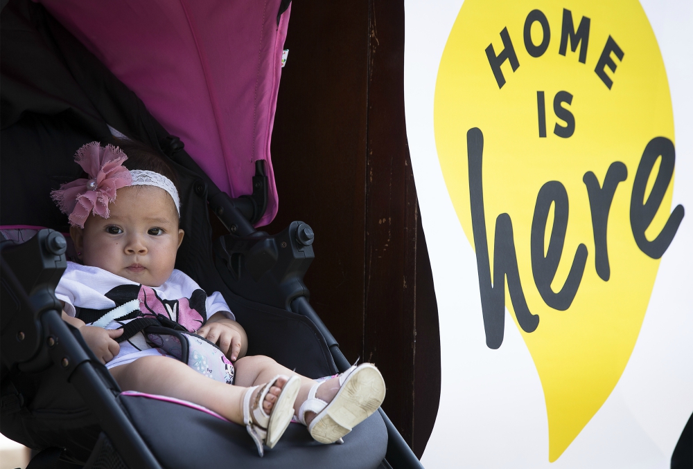 A baby is seen at a demonstration for the Deferred Action for Childhood Arrivals federal immigration program in Washington Oct. 2, 2019. (CNS/Tyler Orsburn)