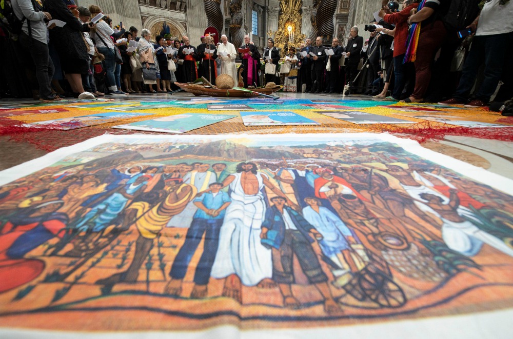 Pope Francis attends a prayer service at the start of the first session Synod of Bishops for the Amazon at the Vatican Oct. 7, 2019. (CNS/Vatican Media)