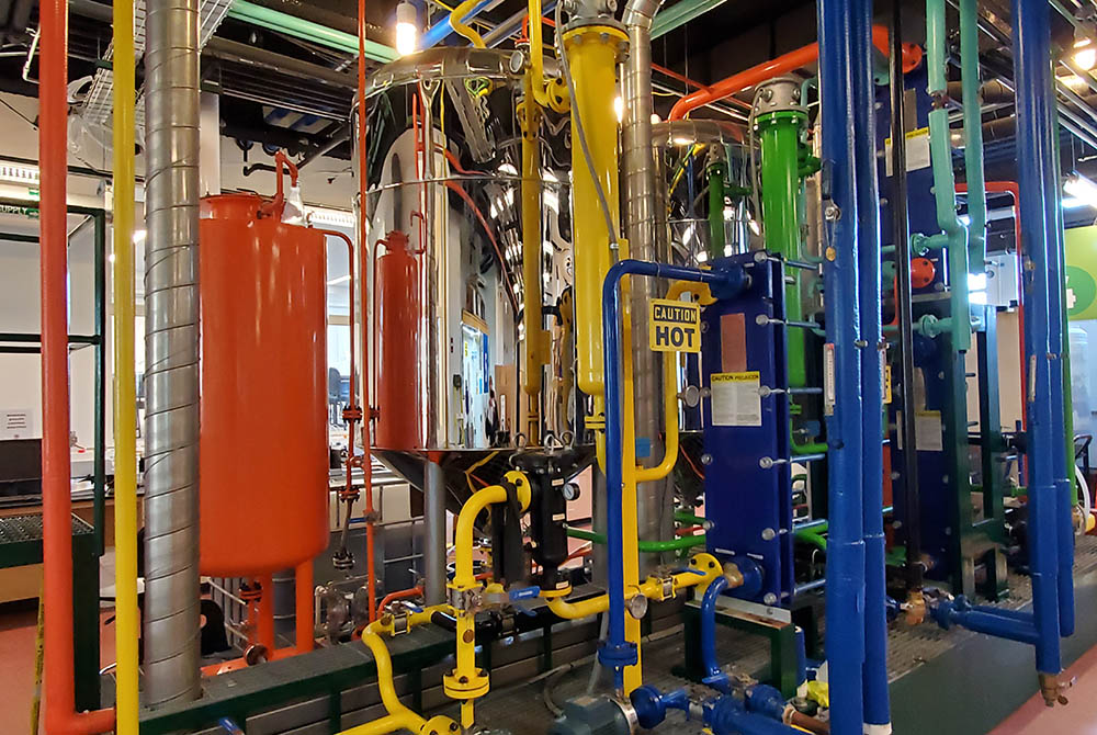 At Loyola University Chicago's School of Environmental Sustainability, students in the Searle Biodiesel Lab convert waste vegetable oil from the cafeteria fryers into biodiesel to fuel the school's shuttlebuses. (NCR photo/Brian Roewe)